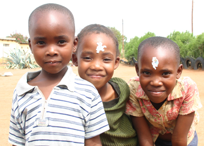 Children at a Baylor outreach visit in Botswana