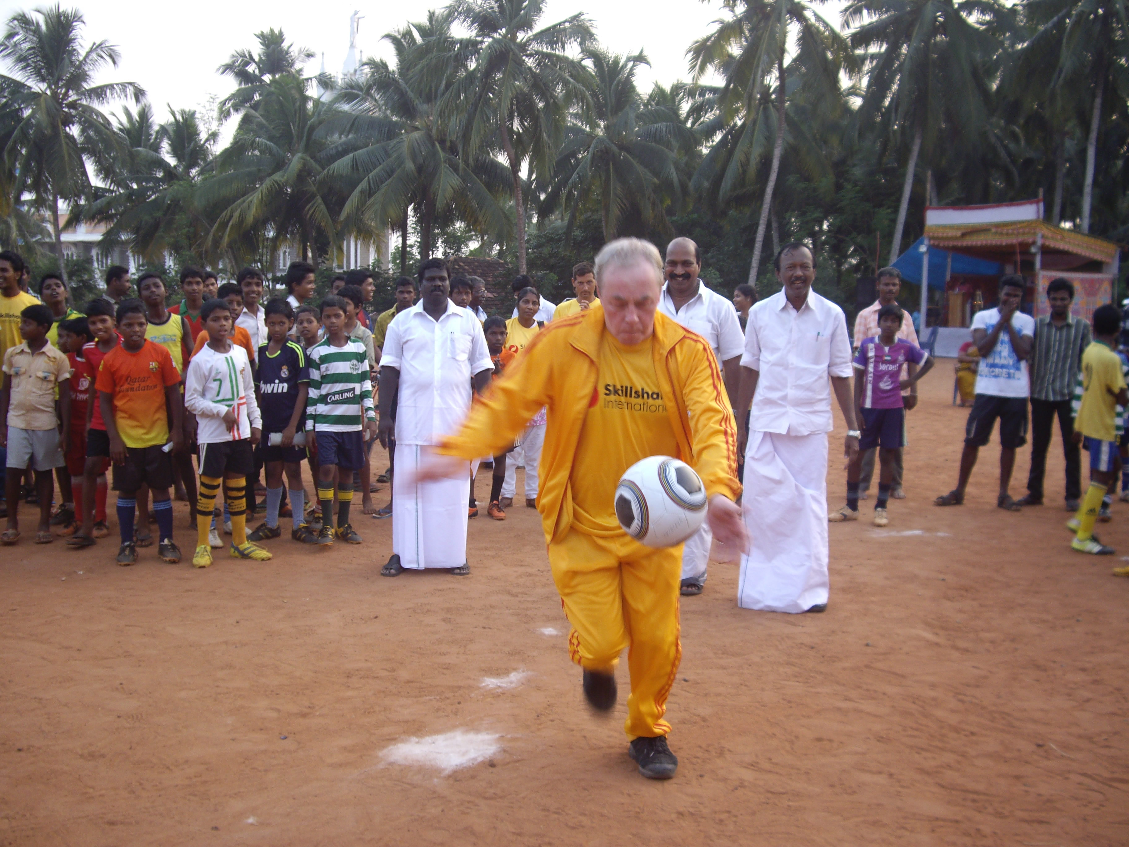 Cliff Allum kicks ball at CFH India launch